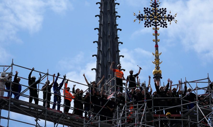 Notre Dame cathedral cross reinstalled in Paris amid restoration efforts