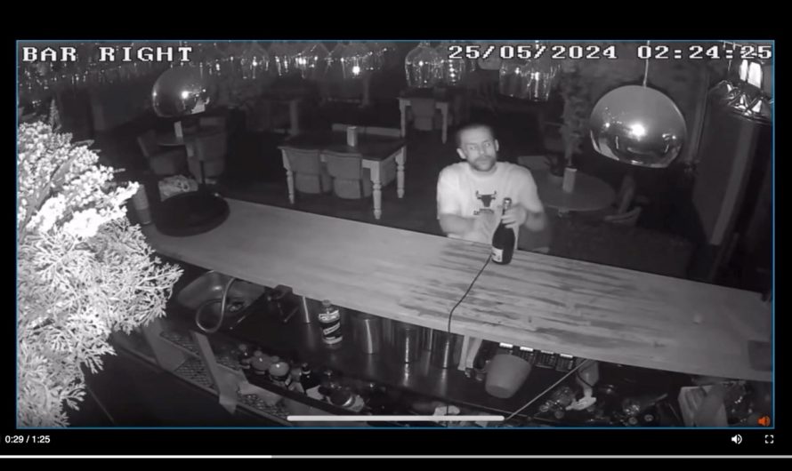 Bottle-popping burglar sips prosecco, steals cash register as he smashes his way through pub: video