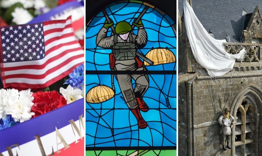 Normandy churches honor D-Day paratroopers as biblical heroes in stained-glass windows