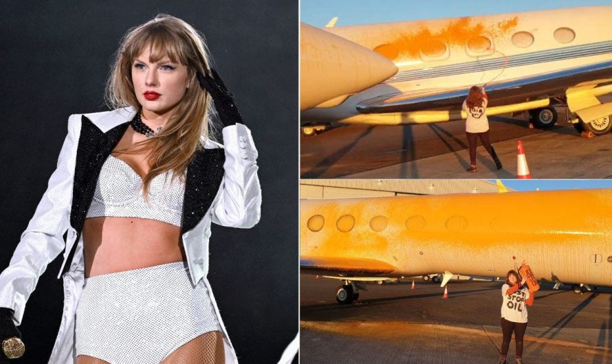 Climate activists targeting Taylor Swift’s plane spray-paint 2 other private jets orange