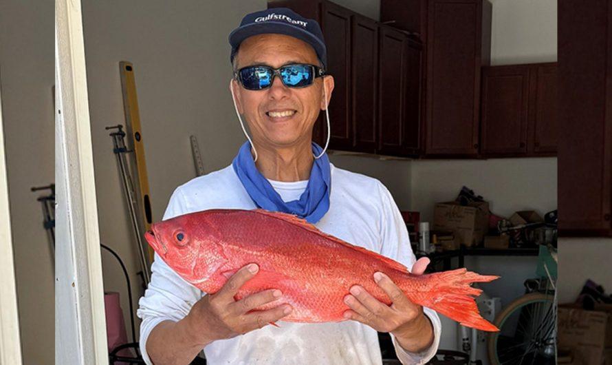 Bright red fish caught by Mississippi angler with electric reel breaks new record