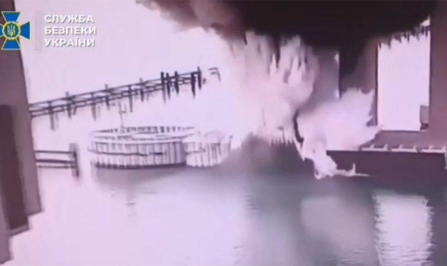 Ukraine targets bridge linking Russia to Crimea with massive underwater blast, video shows